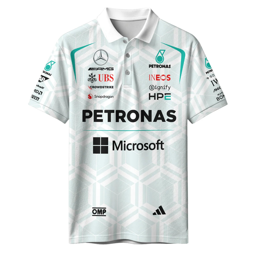 2026 George Russell Mercedes F1 Teamwear Polo Shirt BLGR30326A2PL - White