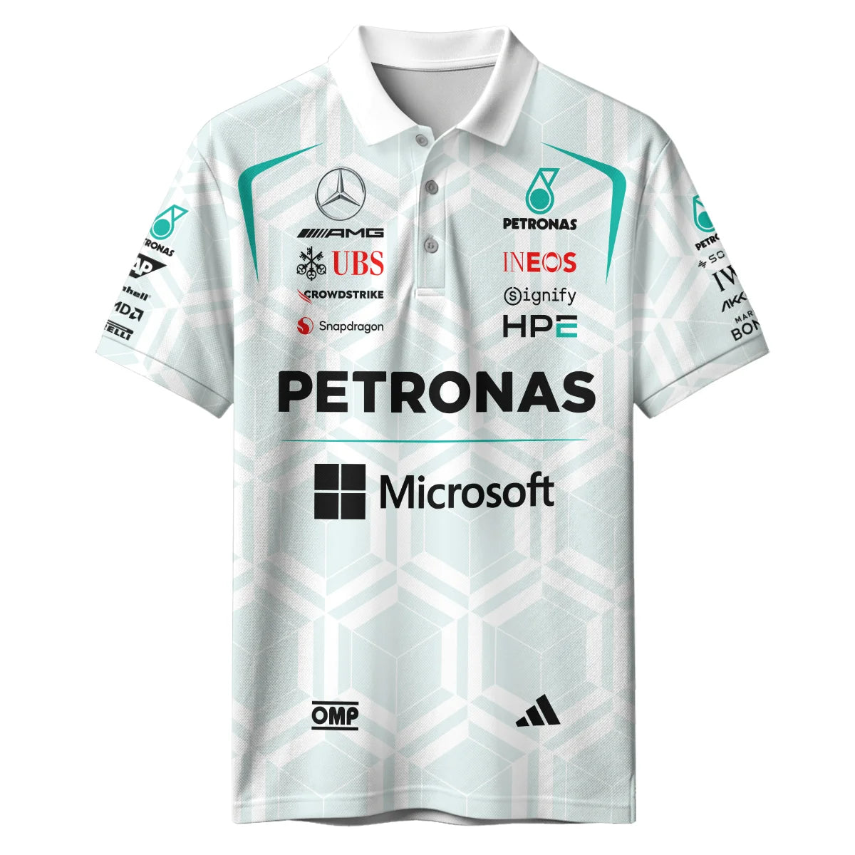 2026 George Russell Mercedes F1 Teamwear Polo Shirt BLGR30326A2PL - White