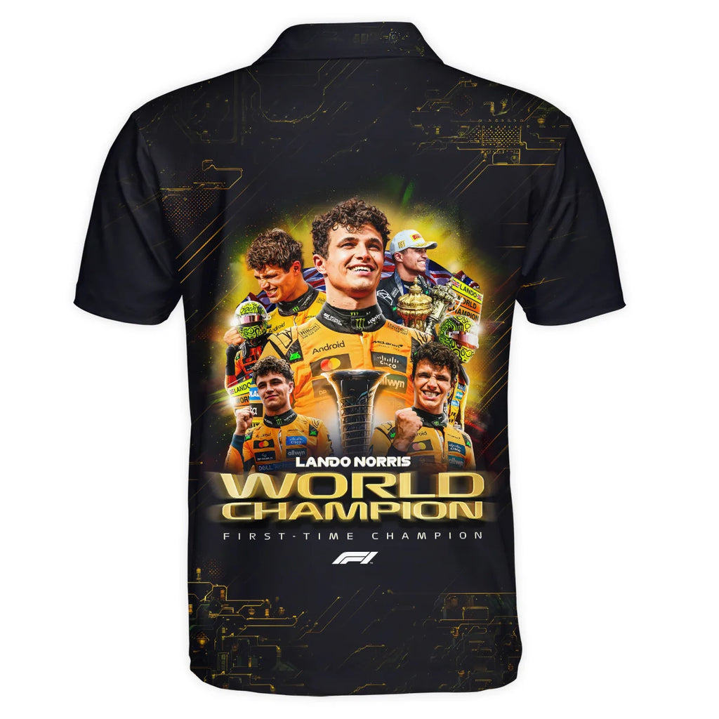 First Time Champion Lando Norris McLaren F1 Team Polo Shirt BLNRWDCA11PL