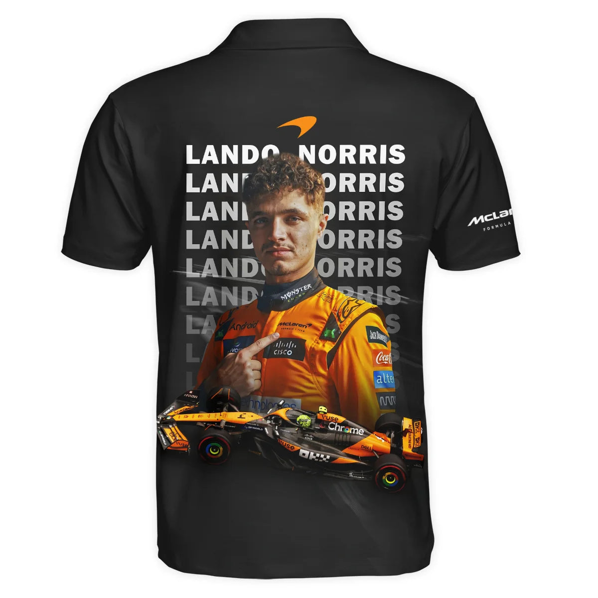 2025 MCL39 Champion Lando Norris McLaren F1 Team Polo Shirt BLNRWDCA13PL