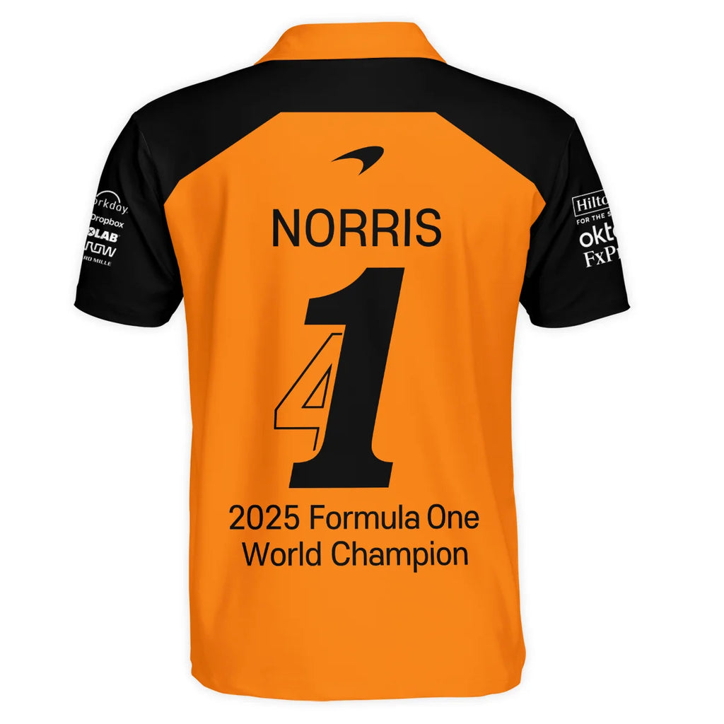 Champion From #4 to #1 Lando Norris McLaren F1 Team Polo Shirt BLNRWDCA1PL