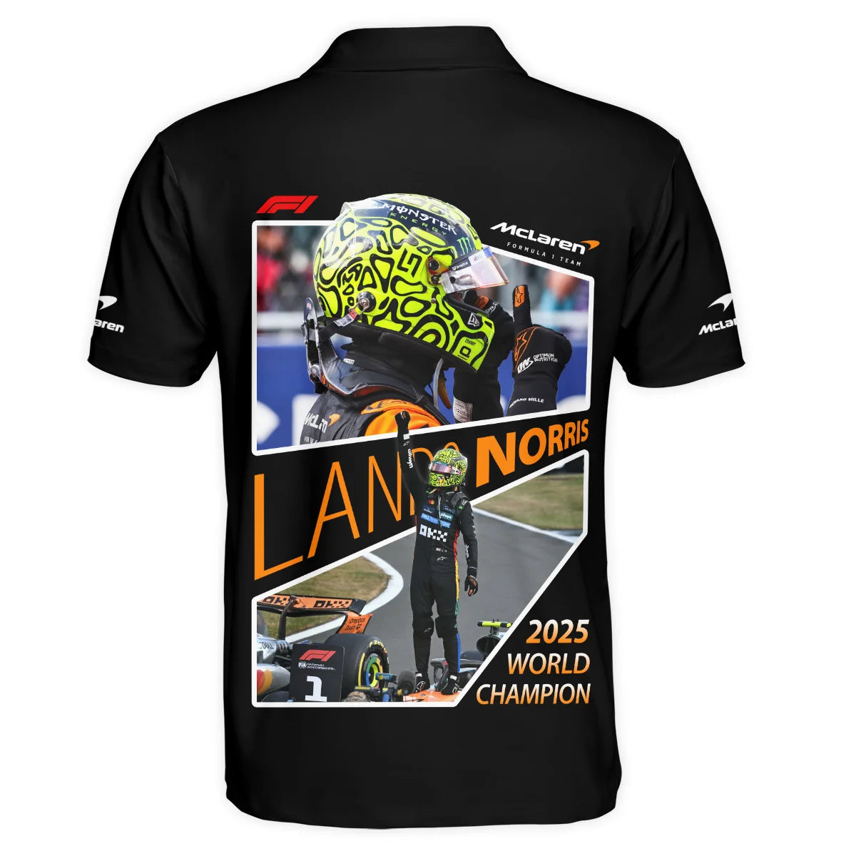2025 WDC Lando Norris McLaren F1 Team Polo Shirt BLNRWDCA5PL