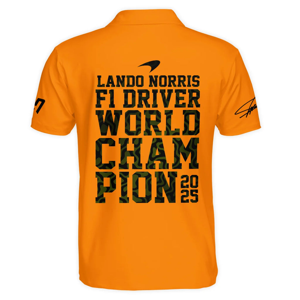 2025 F1 Driver Champion Lando Norris McLaren F1 Team Polo Shirt BLNRWDCA6PL