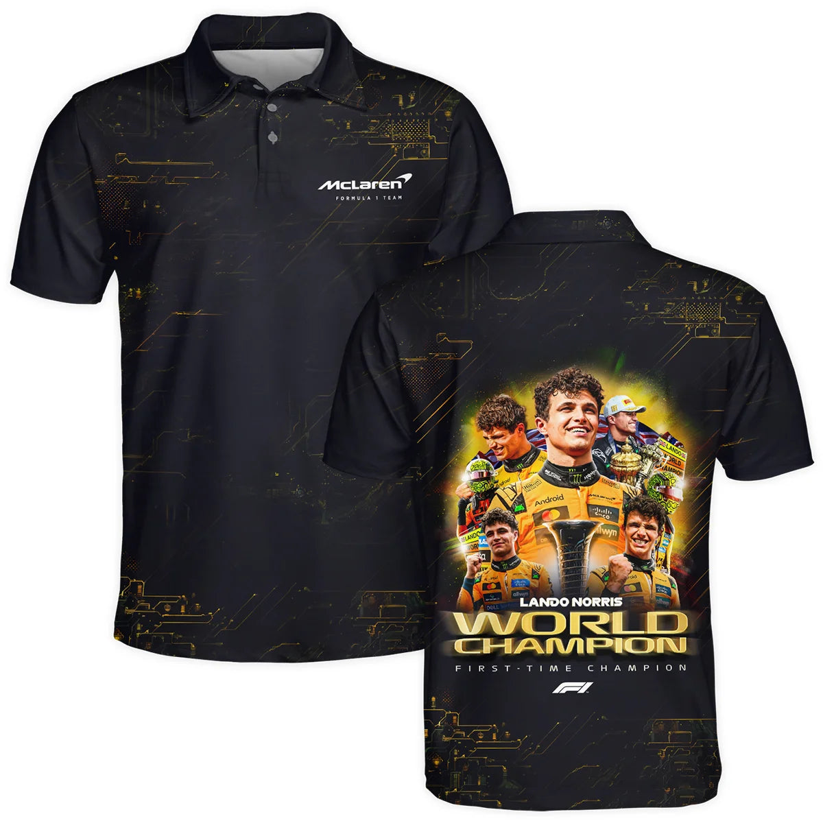 First Time Champion Lando Norris McLaren F1 Team Polo Shirt BLNRWDCA11PL