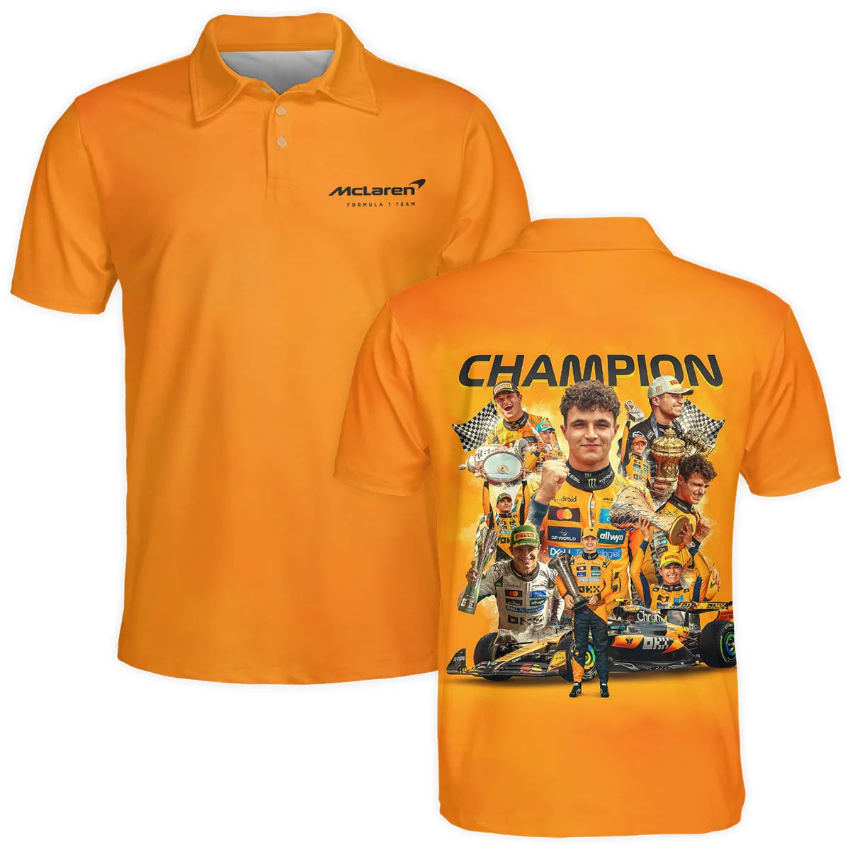 2025 Champion Lando Norris McLaren F1 Team Polo Shirt BLNRWDCA12PL