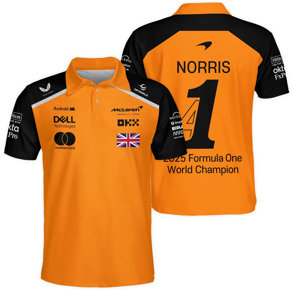 Champion From #4 to #1 Lando Norris McLaren F1 Team Polo Shirt BLNRWDCA1PL