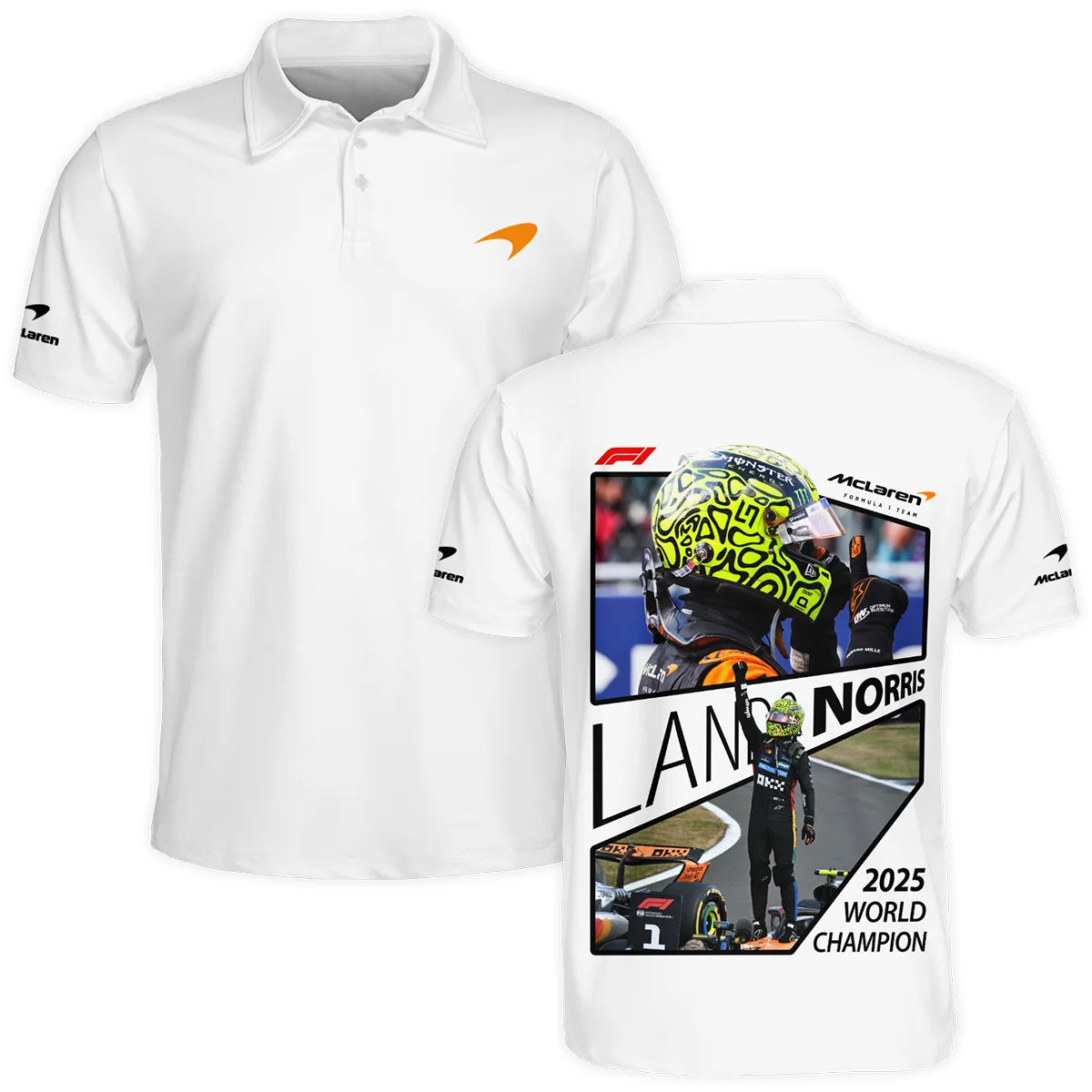 2025 WDC Lando Norris McLaren F1 Team Polo Shirt BLNRWDCA4PL
