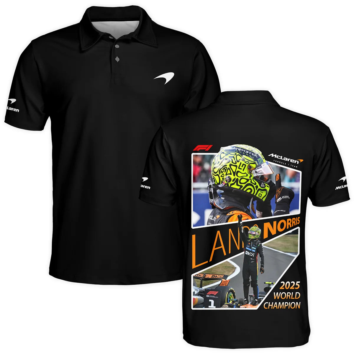 2025 WDC Lando Norris McLaren F1 Team Polo Shirt BLNRWDCA5PL