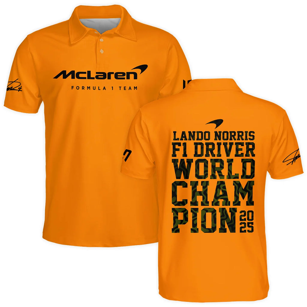 2025 F1 Driver Champion Lando Norris McLaren F1 Team Polo Shirt BLNRWDCA6PL
