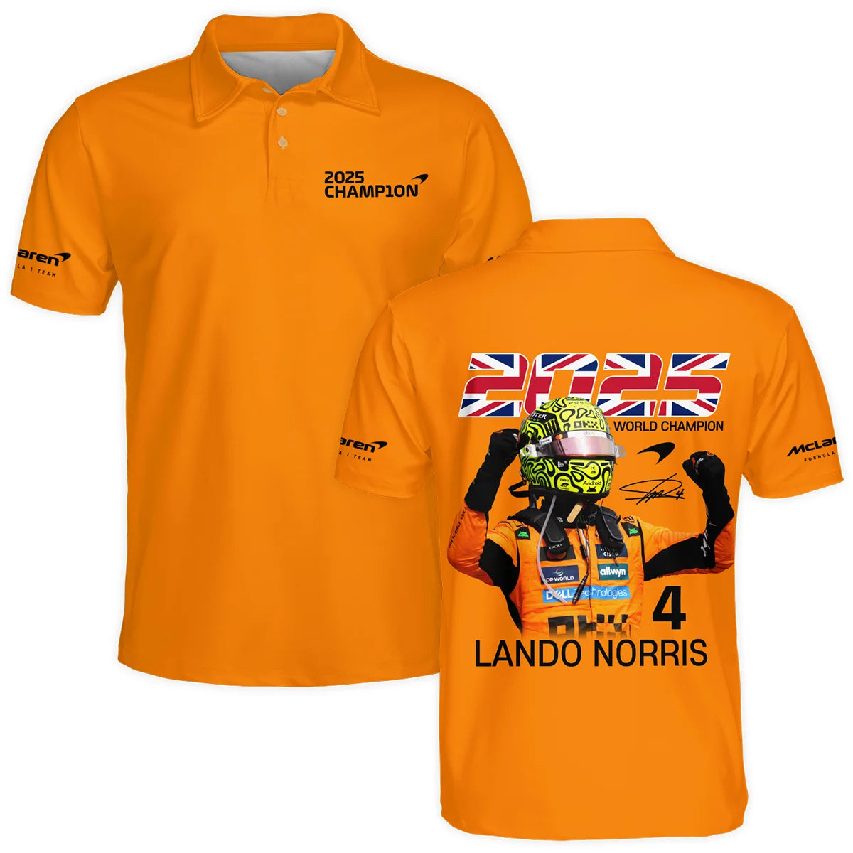 2025 Driver Champion Lando Norris McLaren F1 Team Polo Shirt BLNRWDCA9PL