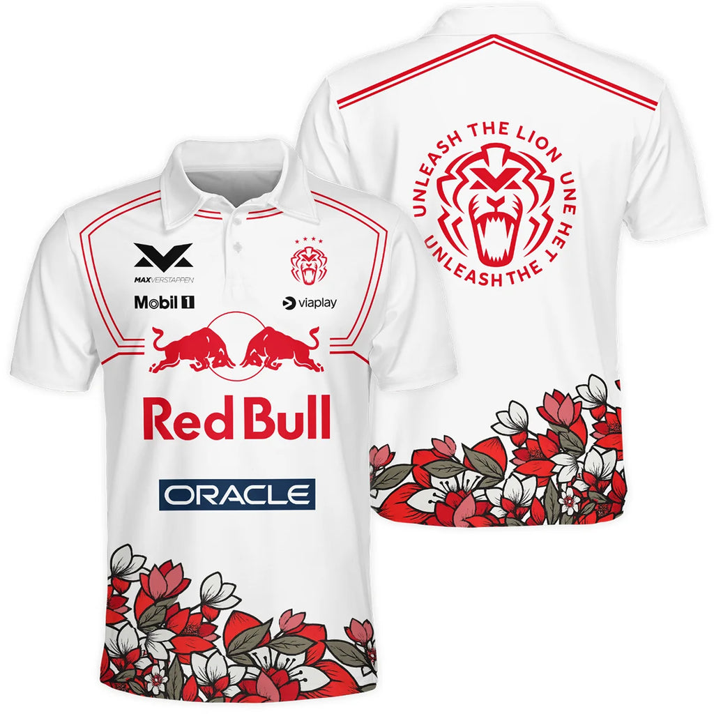 Japanese GP Unleash The Lion Max Verstappen Red Bull Racing F1 Polo Shirt BLVAMV281125A5PL