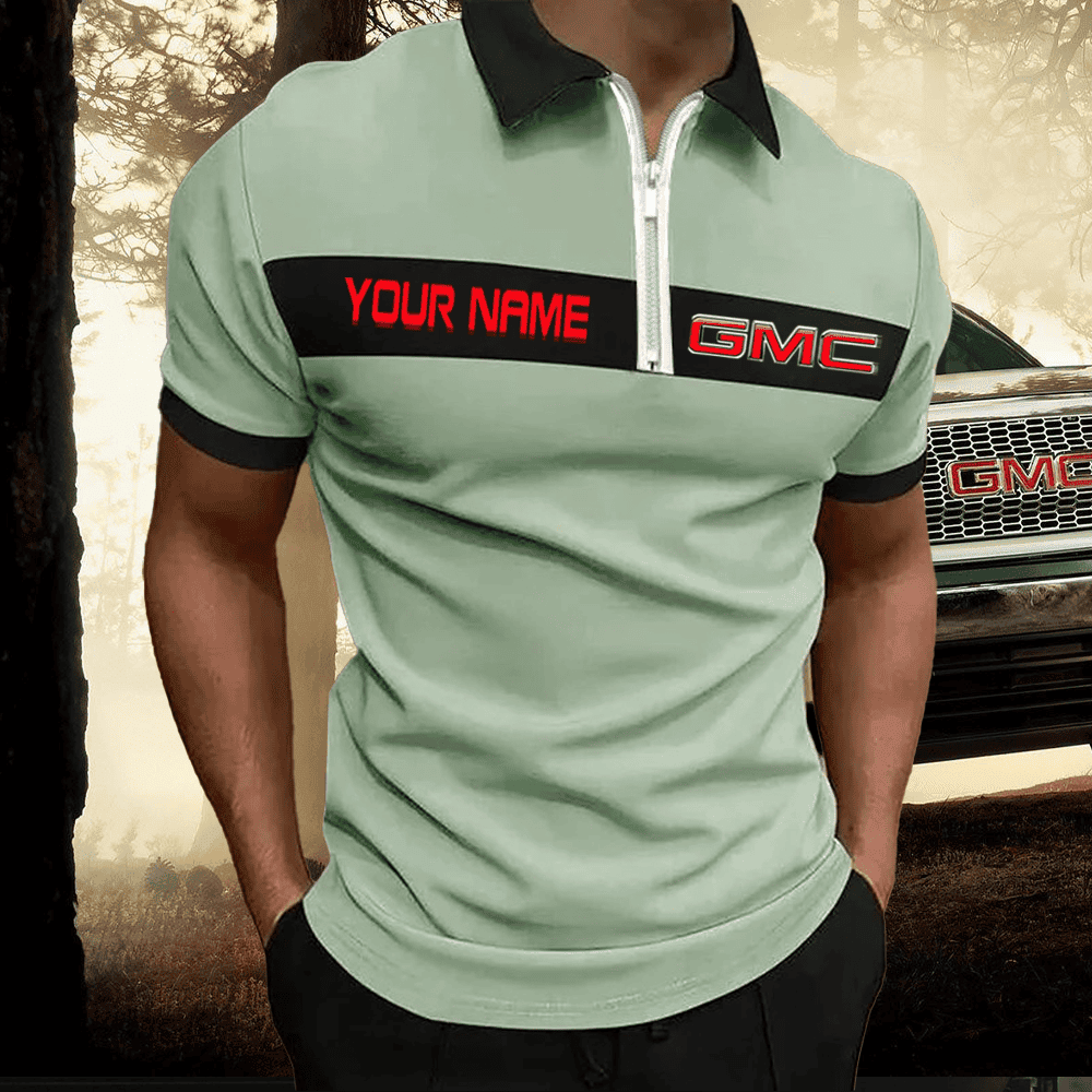 GMC Zipper Polo Shirt Custom Name