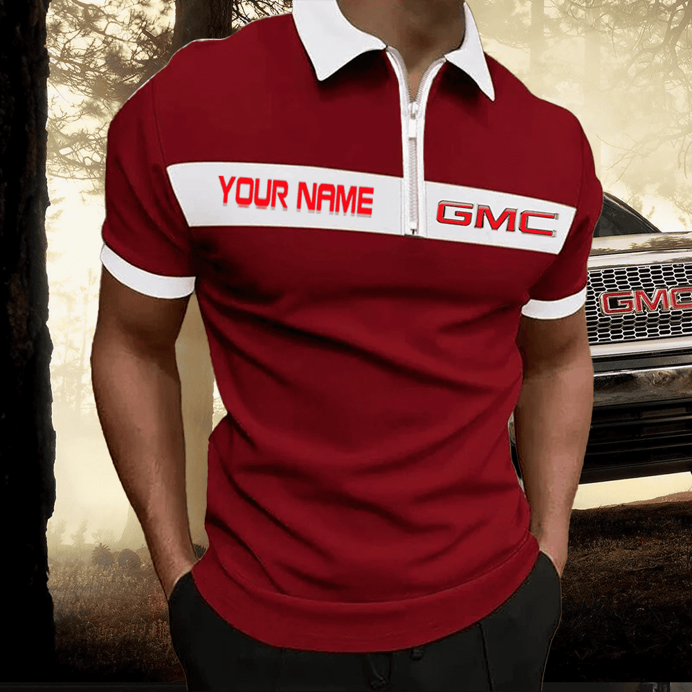 GMC Zipper Polo Shirt Custom Name