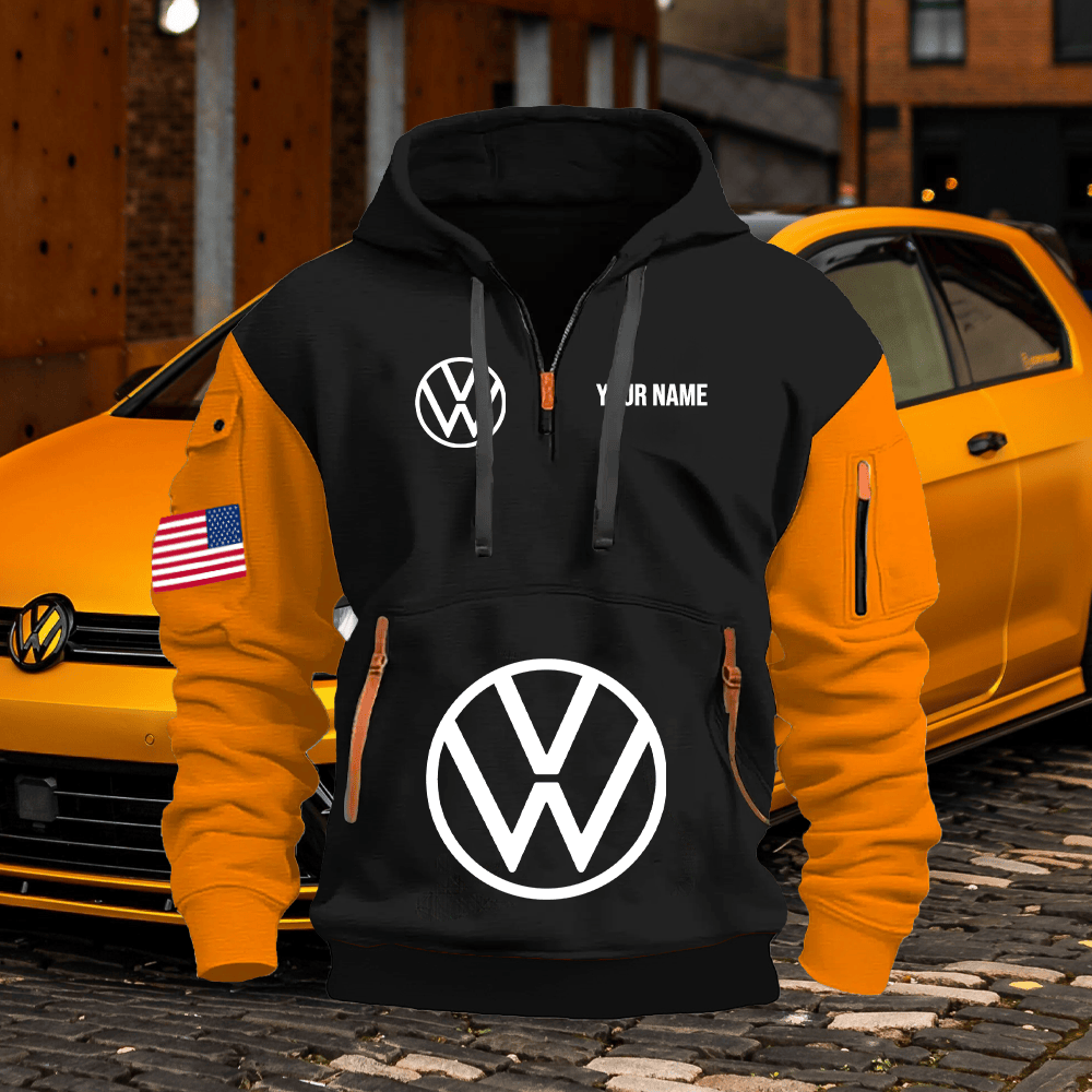 VW Custom Print Name Quarter Zipper Hoodie