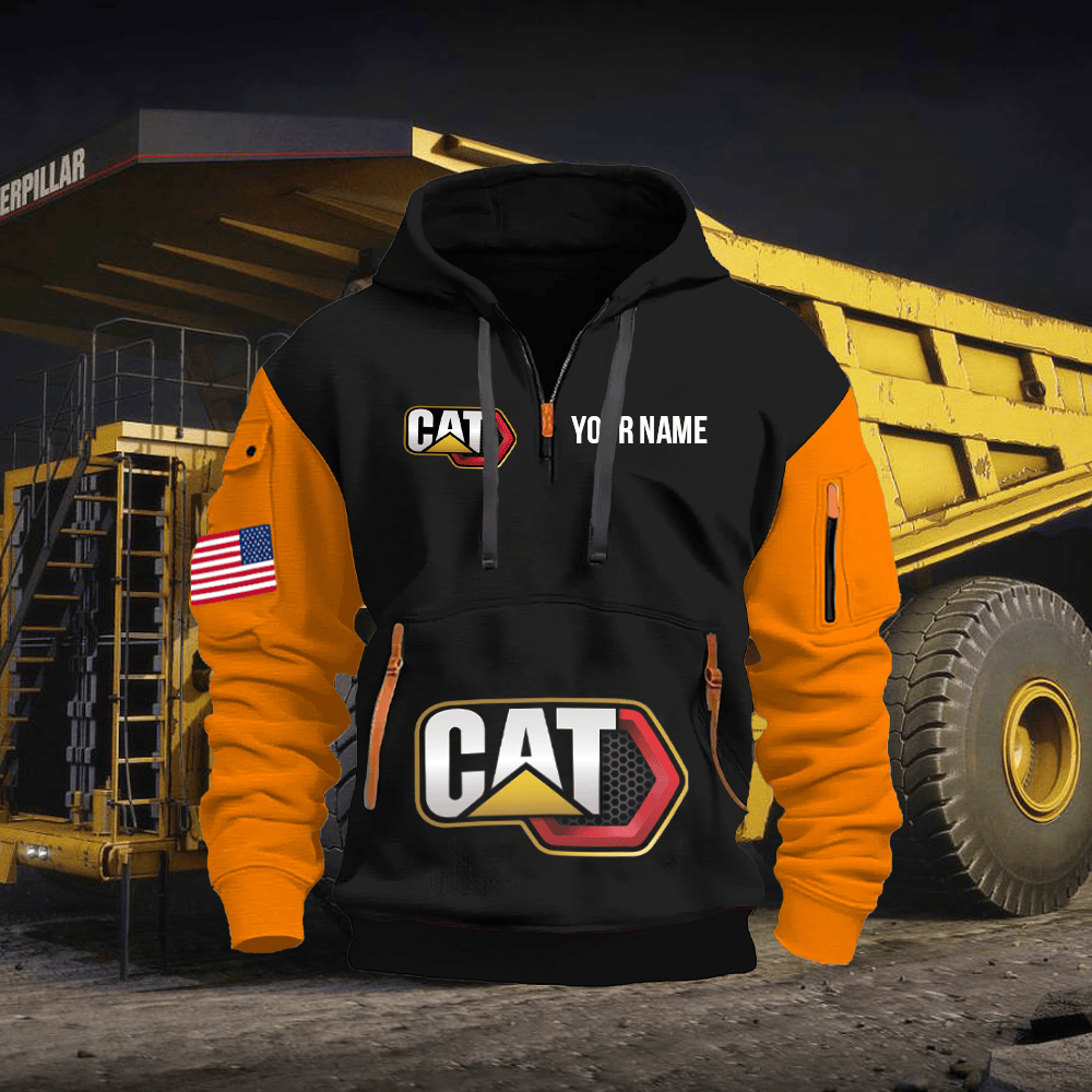 CAT Custom Print Name Quarter Zipper Hoodie