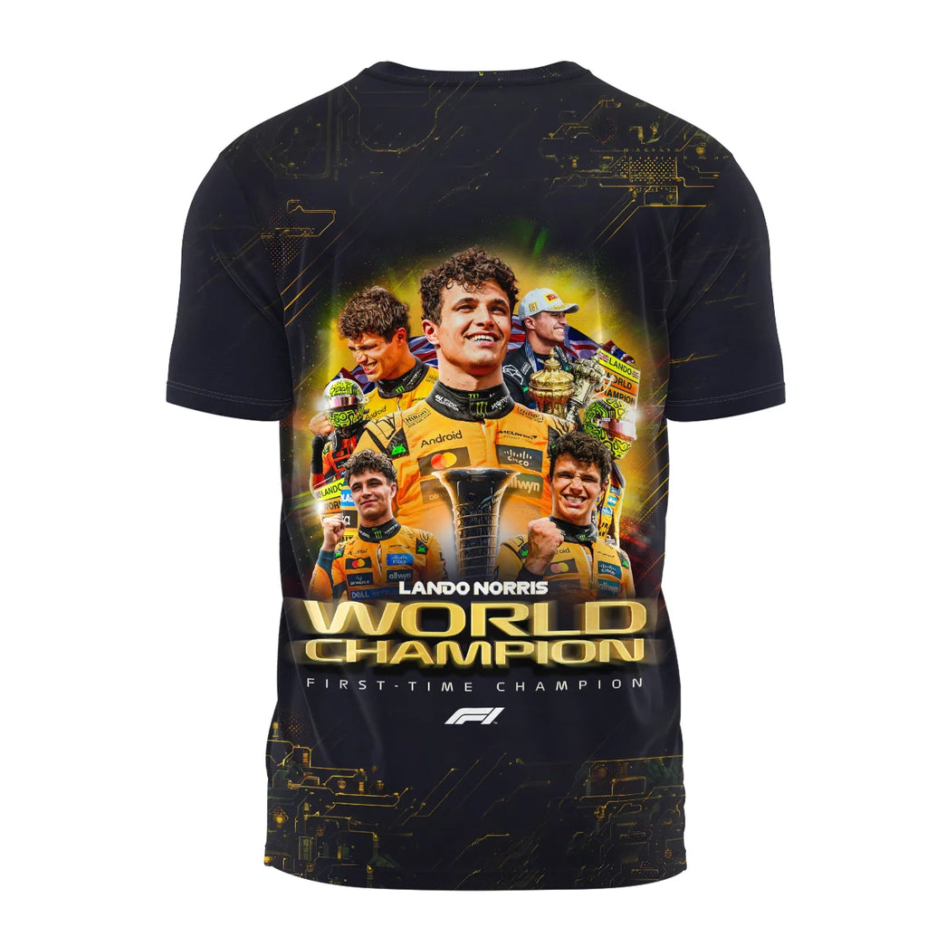 First Time Champion Lando Norris McLaren F1 Team T-Shirt BLNRWDCA11TS