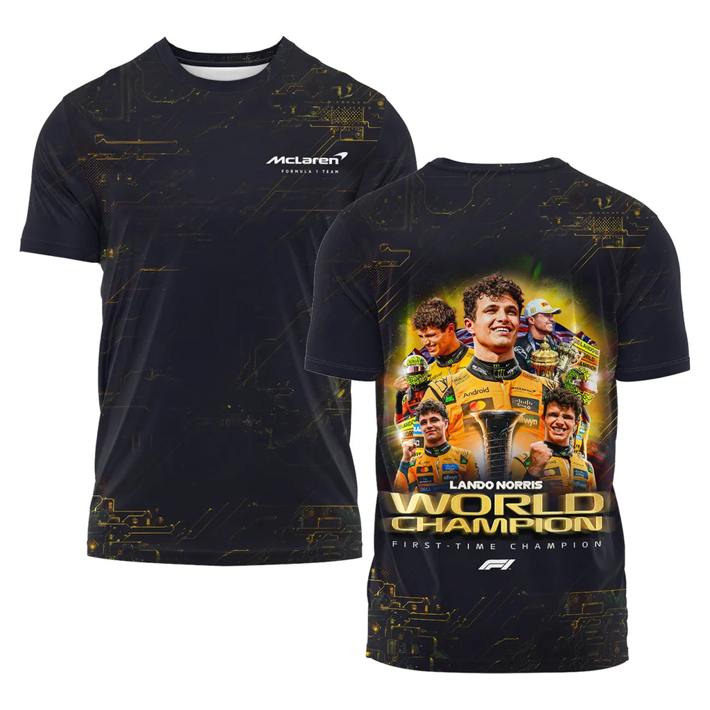 First Time Champion Lando Norris McLaren F1 Team T-Shirt BLNRWDCA11TS