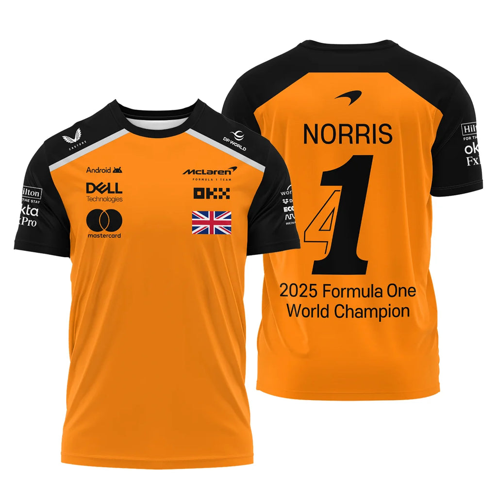 Champion From #4 to #1 Lando Norris McLaren F1 Team T-Shirt BLNRWDCA1TS