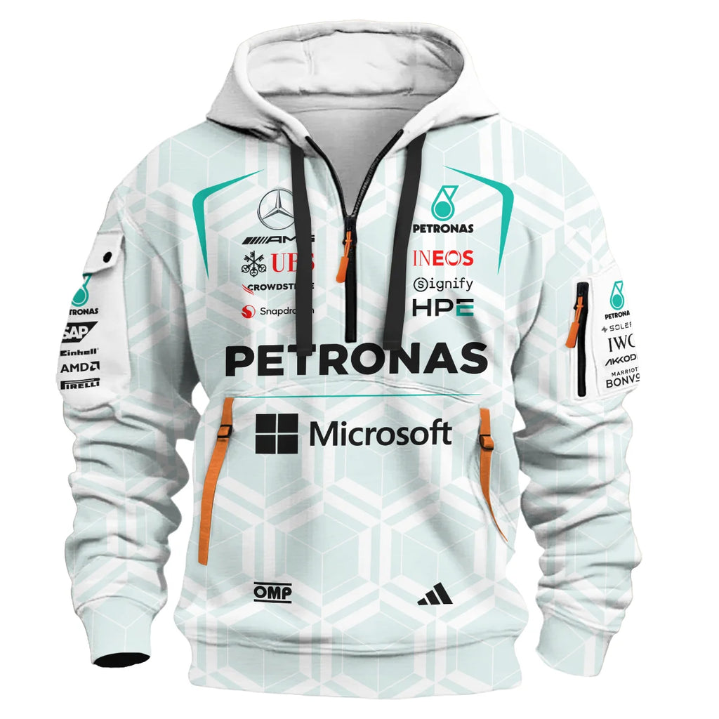 2026 George Russell Mercedes F1 Teamwear Hoodie Half Zip BLGR30326A2HDF - White