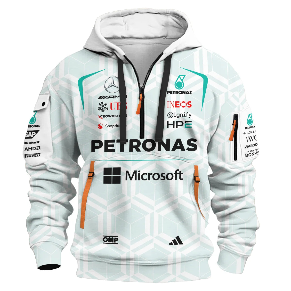 2026 George Russell Mercedes F1 Teamwear Hoodie Half Zip BLGR30326A2HDF - White