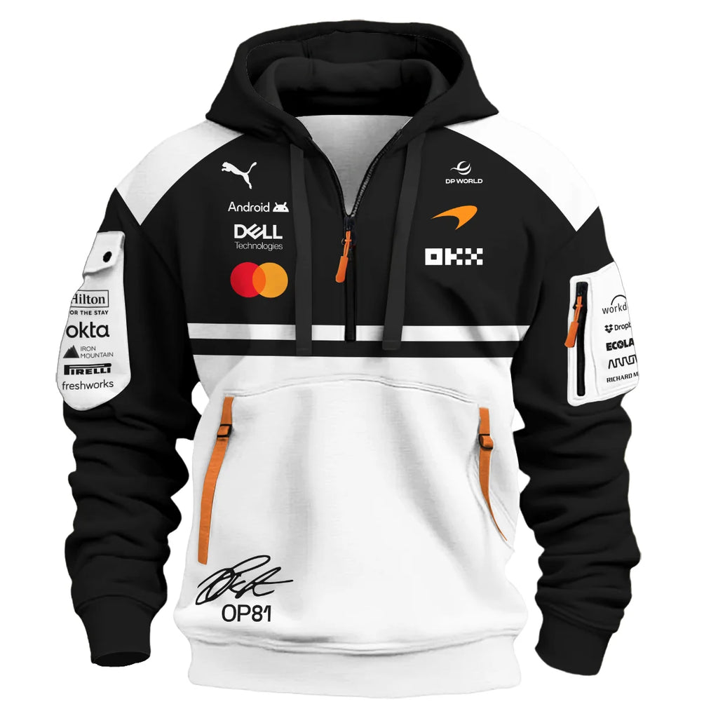 2026 Oscar Piastri 81 McLaren F1 Teamwear Hoodie Half Zip BLOP25326A2HDF - White