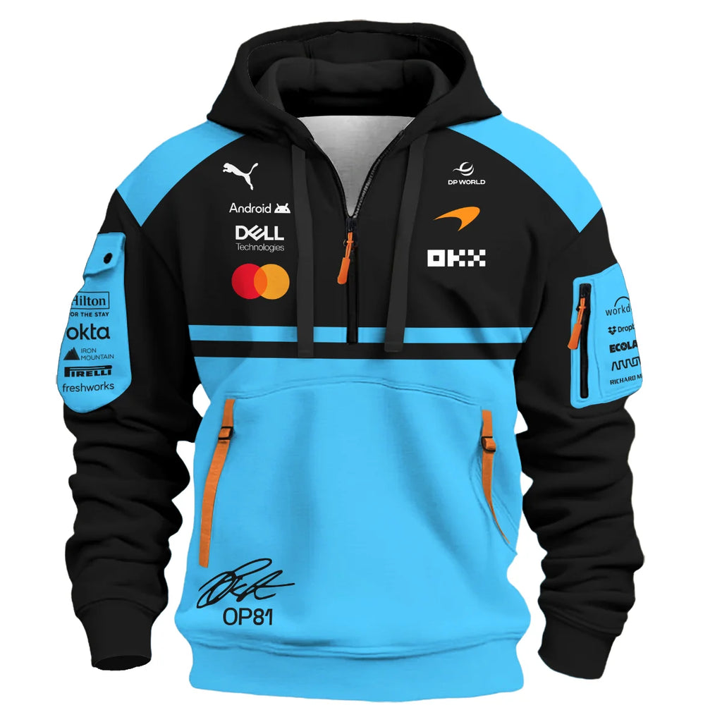 2026 Oscar Piastri 81 McLaren F1 Teamwear Hoodie Half Zip BLOP25326A3HDF - Cyan