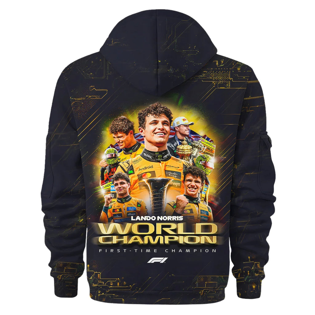 First Time Champion Lando Norris McLaren F1 Team Hoodie Half Zip BLNRWDCA11HDF
