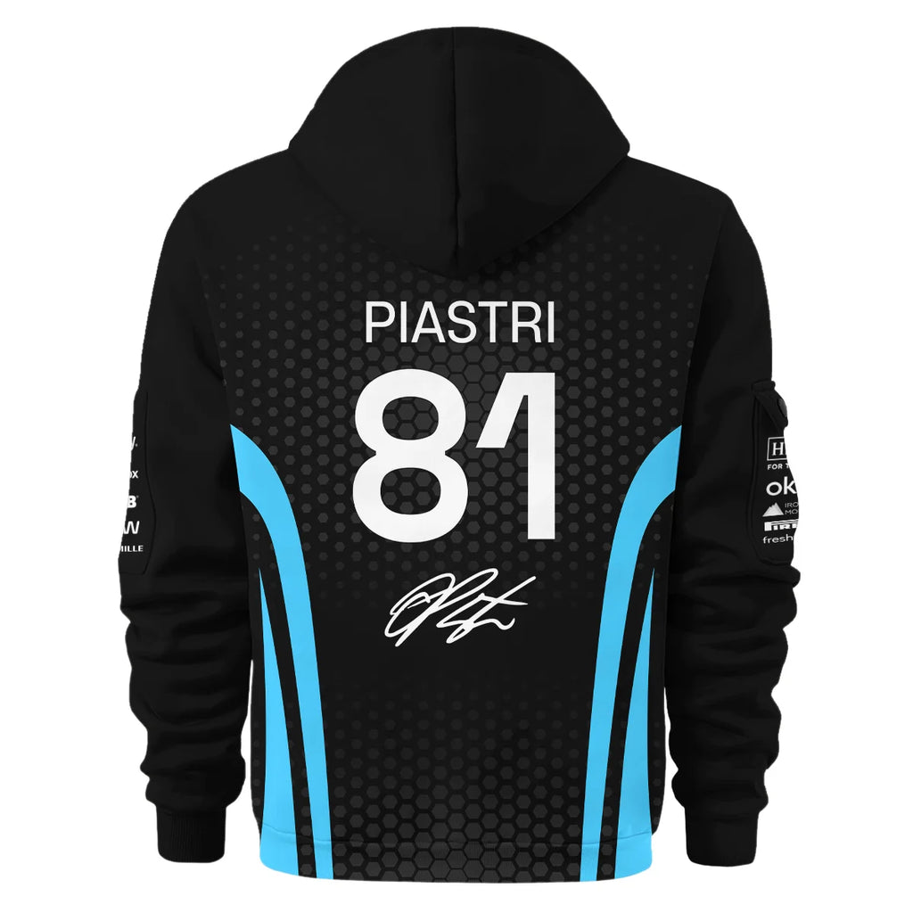 2026 Oscar Piastri McLaren F1 Teamwear Hoodie Half Zip BLOP26226A3HDF - Cyan