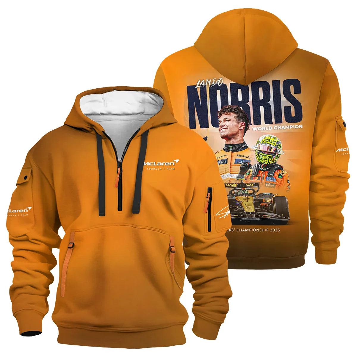 F1 Drivers' Championship 2025 Lando Norris McLaren F1 Team Hoodie Half Zip BLNRWDCA10HDF