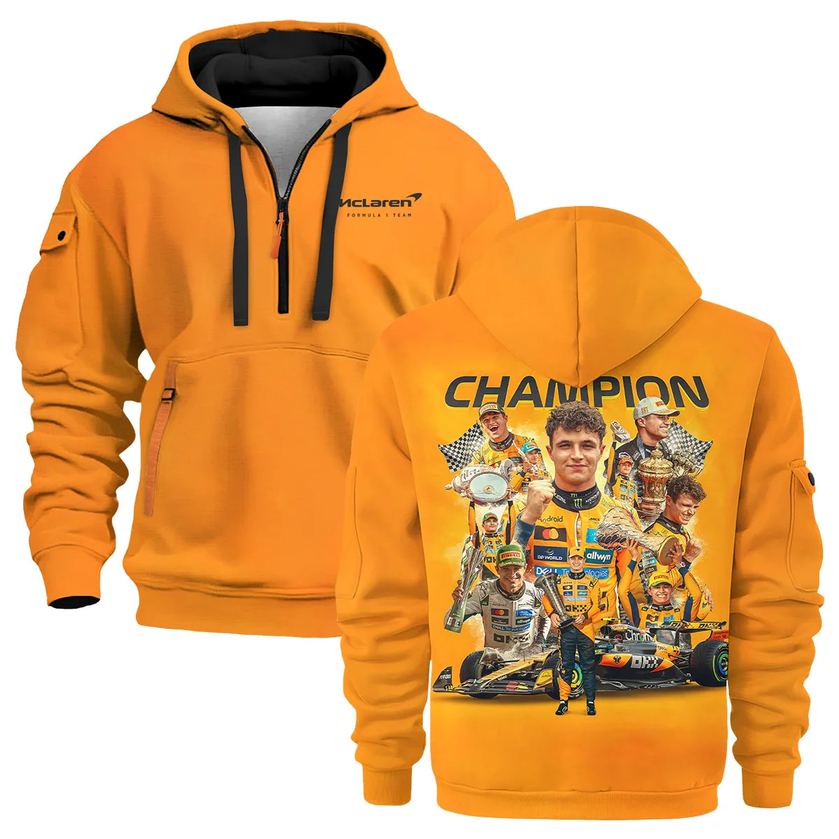 2025 Champion Lando Norris McLaren F1 Team Hoodie Half Zip BLNRWDCA12HDF