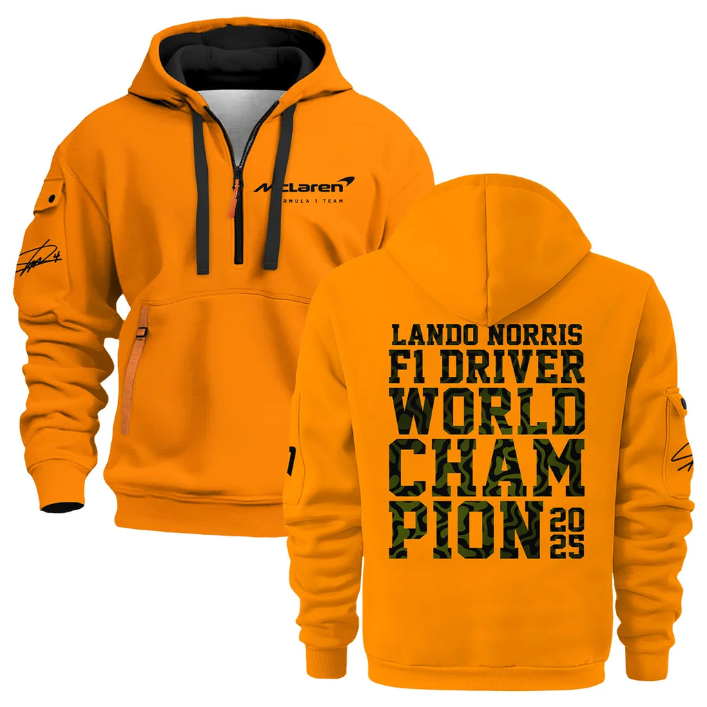 2025 F1 Driver Champion Lando Norris McLaren F1 Team Hoodie Half Zip BLNRWDCA6HDF