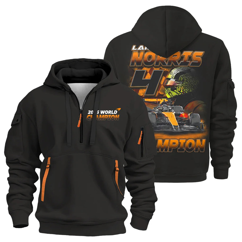 2025 Lando Norris 4 World Champion McLaren F1 Team Hoodie Half Zip BLNRWDCA8HDF