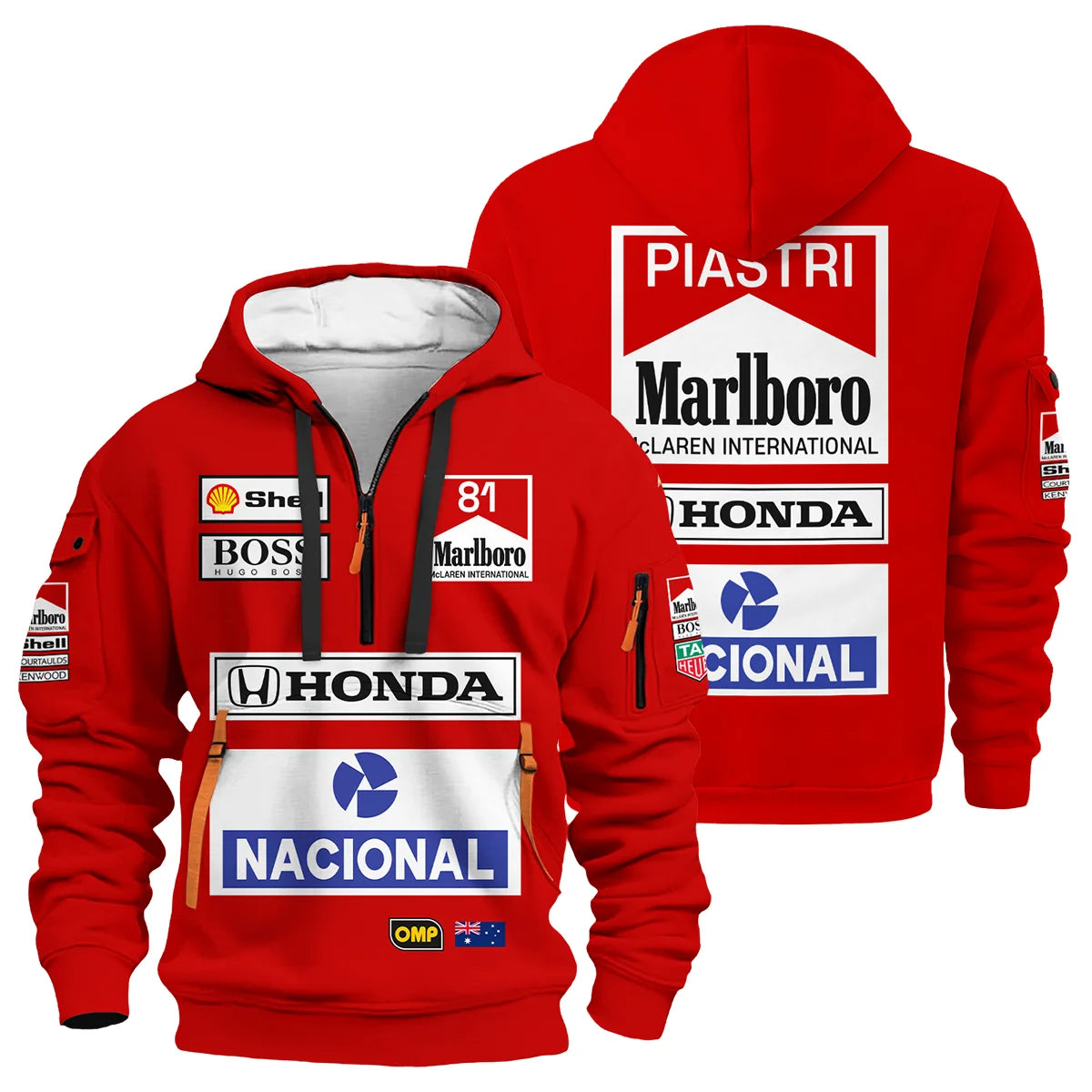 From 1988 to 2026 Oscar Piastri McLaren F1 Golden Era Hoodie Half Zip BLOP3426A1HDF