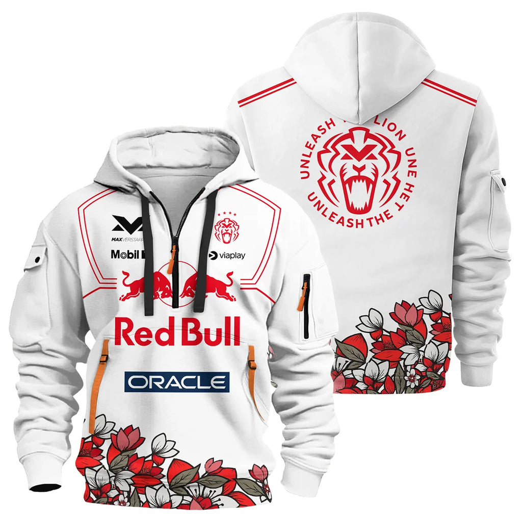 Japanese GP Unleash The Lion Max Verstappen Red Bull Racing F1 Hoodie Half Zip BLVAMV281125A5HDF