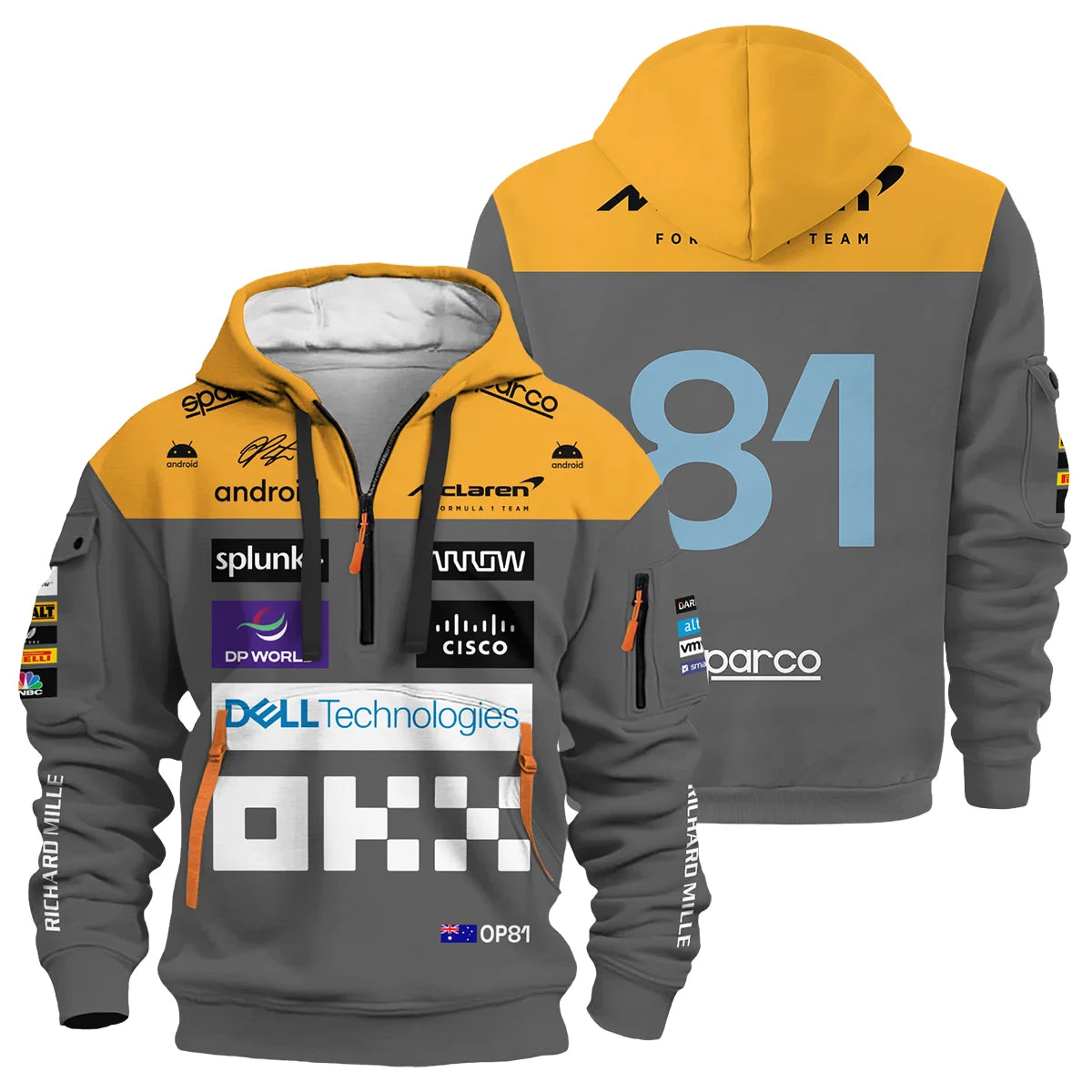 2023 Oscar Piastri Racing Suit McLaren F1 Hoodie Half Zipper BLVAOP150825A3HDF