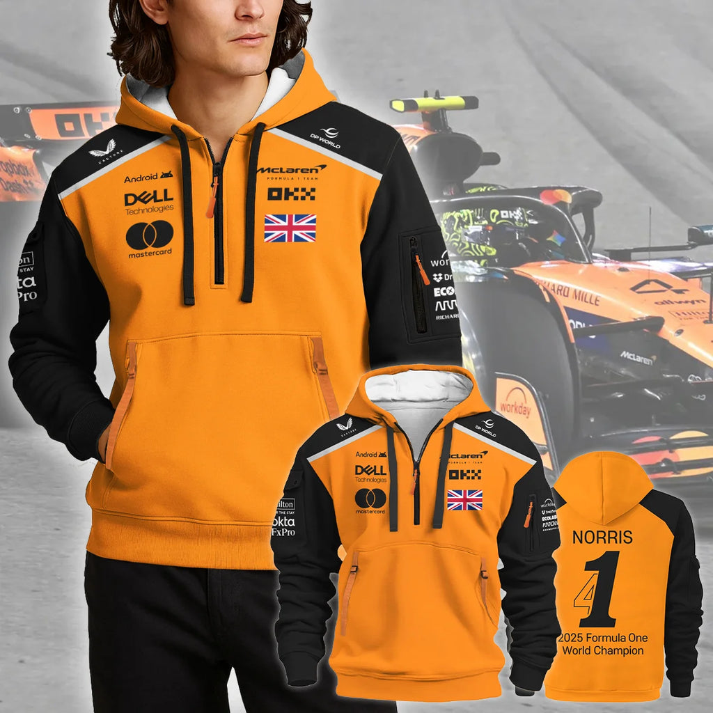 Champion From #4 to #1 Lando Norris McLaren F1 Team Hoodie Half Zip BLNRWDCA1HDF