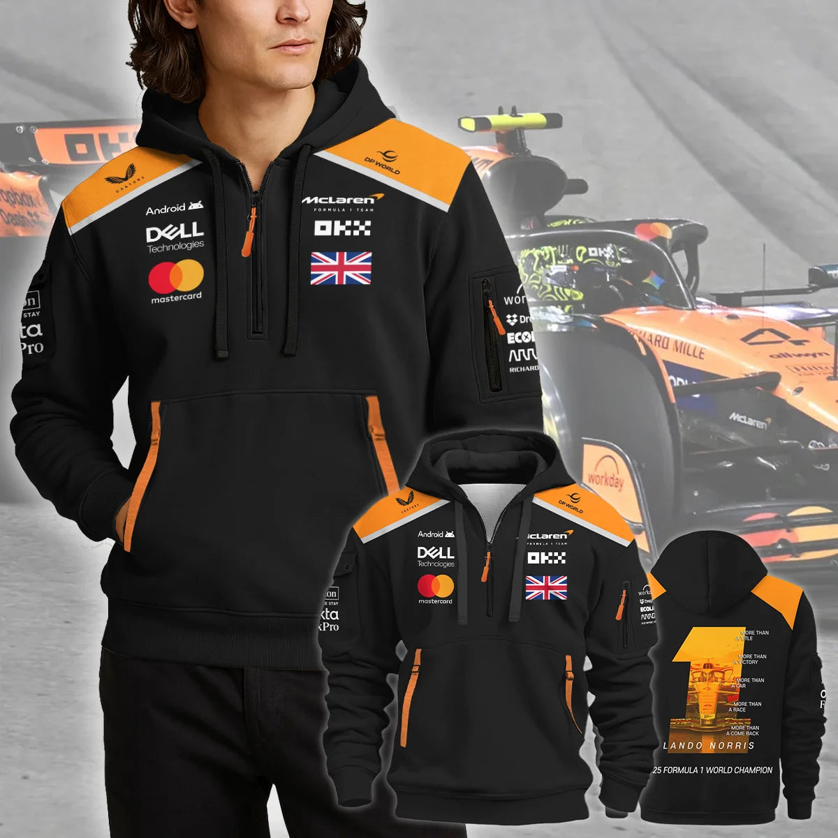 More Than A Champion Lando Norris McLaren F1 Team Hoodie Half Zip BLNRWDCA2HDF