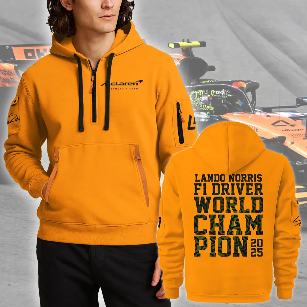2025 F1 Driver Champion Lando Norris McLaren F1 Team Hoodie Half Zip BLNRWDCA6HDF