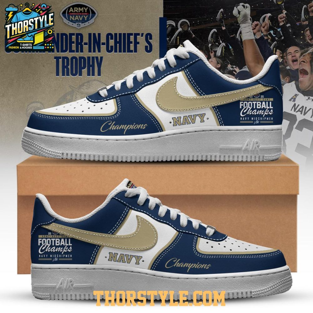 Navy Midshipmen Commander-In-Chief Champions 2025 Personalized Air Force 1 Shoes