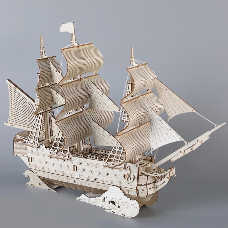 DIY 3D Wooden Puzzles HMS Victory Sailing Ship Model Kit Adult Watercraft Sailboat Jigsaw Toys for Children Kids Home Room Decor