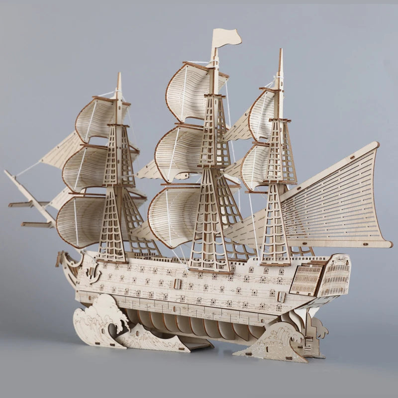 DIY 3D Wooden Puzzles HMS Victory Sailing Ship Model Kit Adult Watercraft Sailboat Jigsaw Toys for Children Kids Home Room Decor