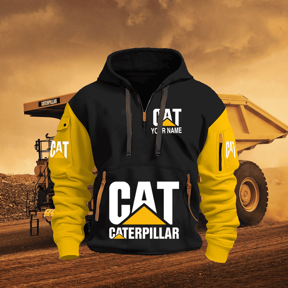 CAT FULL PRINT QUATER ZIPPER JACKET