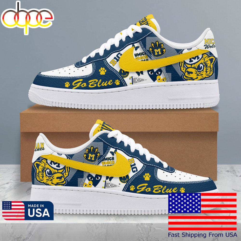 Michigan Wolverines Go Blue Air Force 1 Shoes