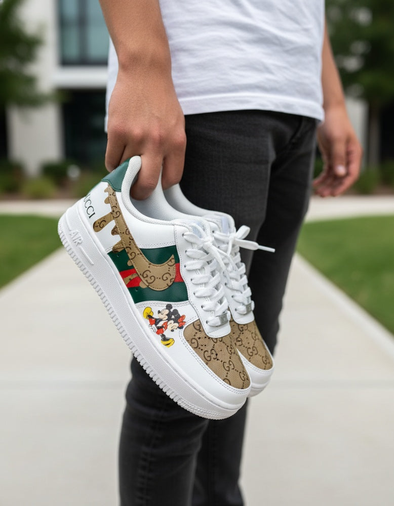 Mickey And Minnie Gucci Custom Printed Nike Air Force 1 Shoes