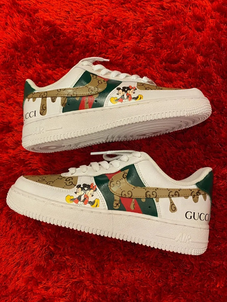 Mickey And Minnie Gucci Custom Printed Nike Air Force 1 Shoes