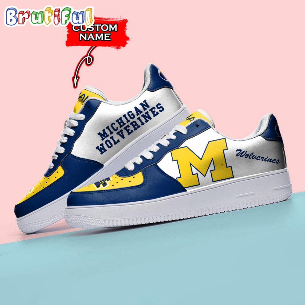 Ncaa Michigan Wolverines Sporty Air Force 1 Shoes Sneaker